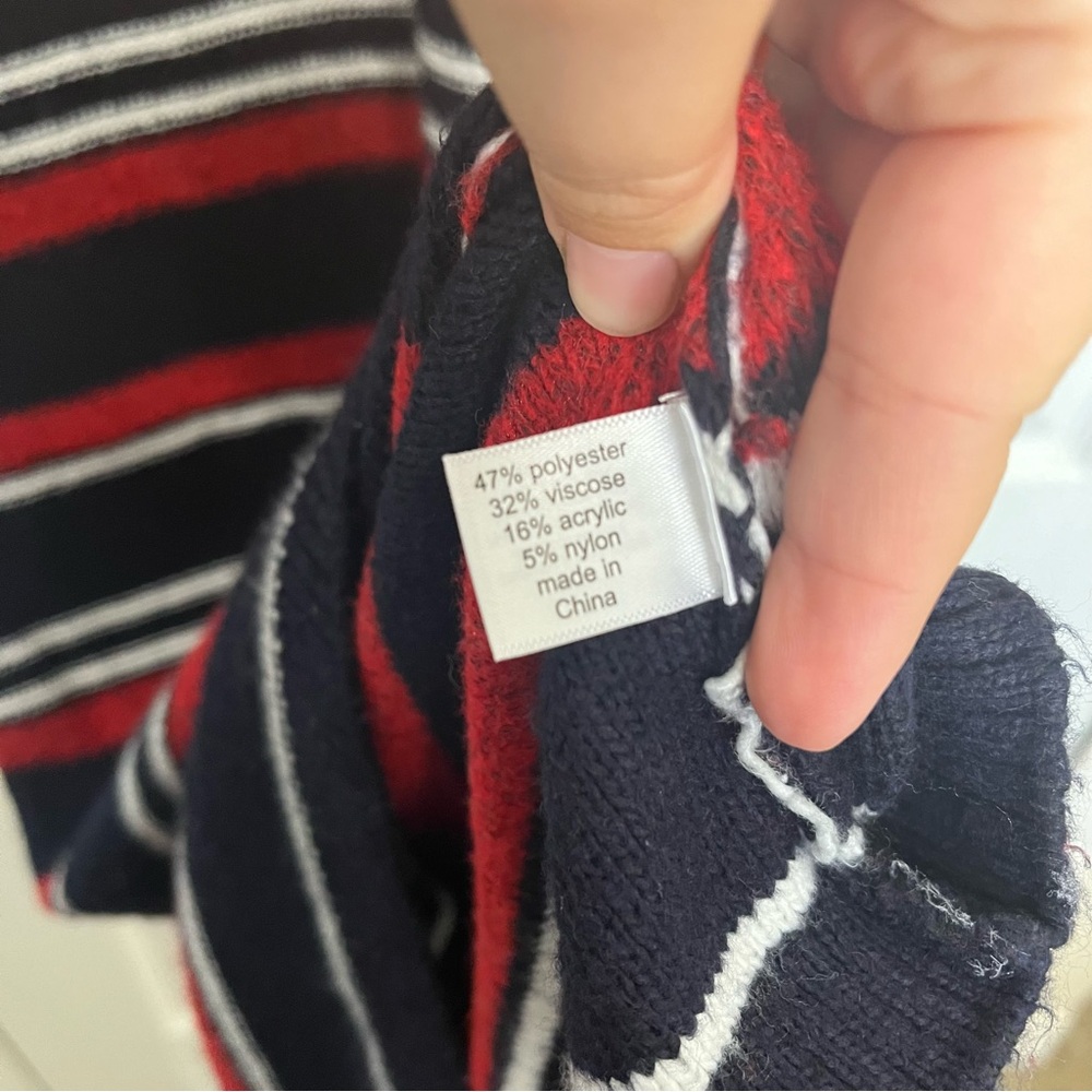 NWT Lane Bryant Sweater Dress Red, White and Navy Blue Stripped Ribbed Knit - Picture 5 of 7